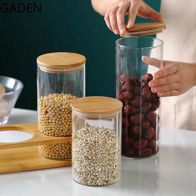 Glass Sealed Jars Storage Jars Household Glass Bottles Lead-free Storage Bottles Tea Cans Dried Fruits and Cereals Storage