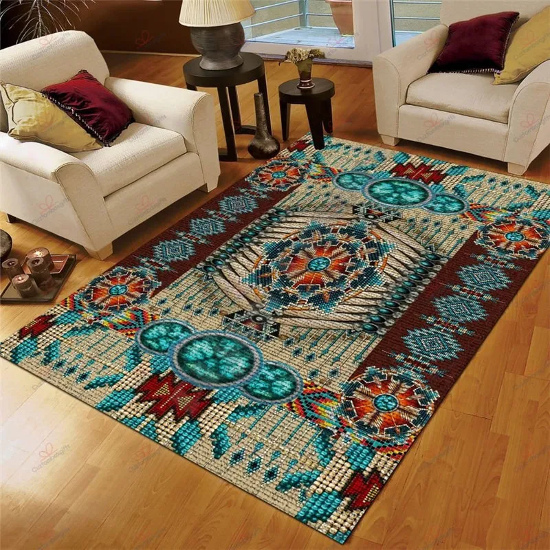 

Native Wolf Rug 3D All Over Printed Non-slip Mat Dining Room Living Room Soft Bedroom Carpet 11