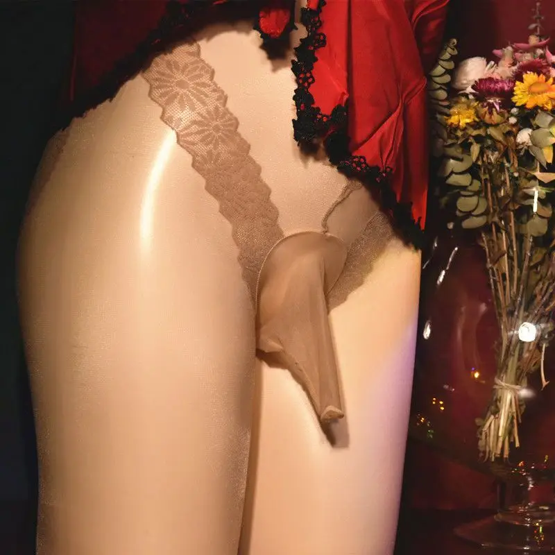 남성 섹시 레이스 페니스 파우치 팬티 스타킹, 블랙 실크 원라인 가랑이 3D 투명 오픈 페니스 슬리브 스타킹, 신제품