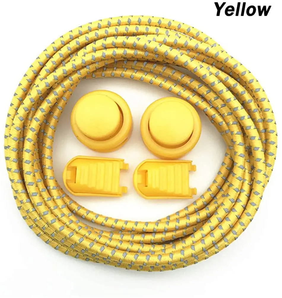 1Pair Colored Dots Round Shoelaces Elastic Plastic Lock Hiking Sport No Tie Shoelace Adult Children Shoe Accessories Rubber Band
