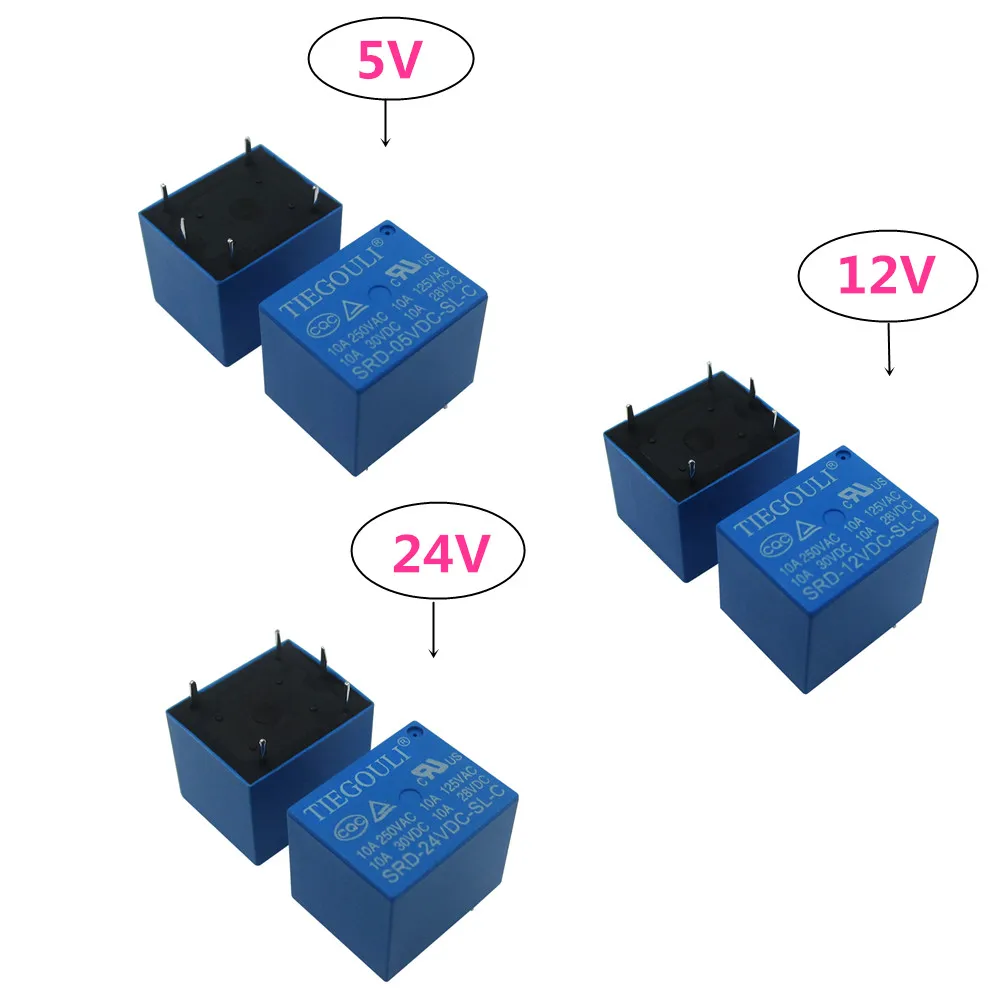50 قطعة/الوحدة تتابع SRD-05VDC-SL-C SRD-12VDC-SL-C SRD-24VDC-SL-C 5V 12V 24V 10A 250VAC 5PIN عالية الجودة