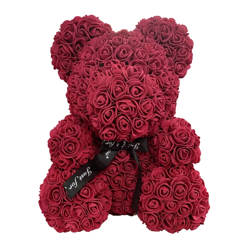 2024 DropShipping 40cm Rose Bear Heart Artificial Flower Rose Teddy Bear For Women Valentine\'s Wedding Birthday Christmas Gift