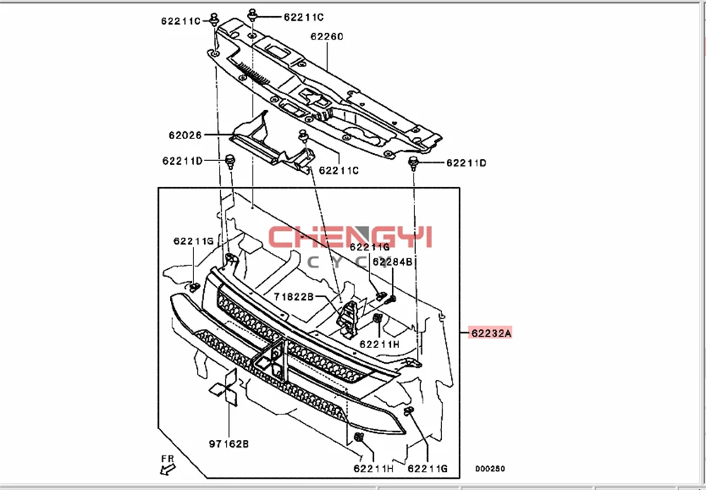 Calandre de pare-choc avant avec radiateur, pour Mitsubishi Outlander GF7W GF8W 19-7450b289 7450B298 7450B593