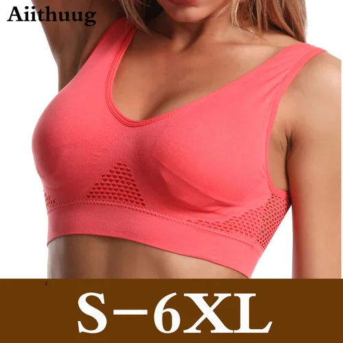 Aiithuug6xl 레이서 백 스포츠 브래지어 여성용-편안한 수면 브래지어 원활한 운동 요가 브래지어 플러스 사이즈 통기성 메쉬 운동  Best5