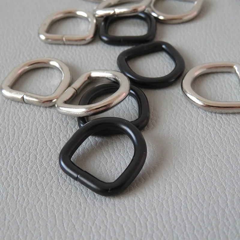 50pcs/Lot Inner 10mm 12mm Metal D Ring Buckle Belt Loop For Bag Straps Backpack Handbag Cat Small Dog Collar Clasp Accessory