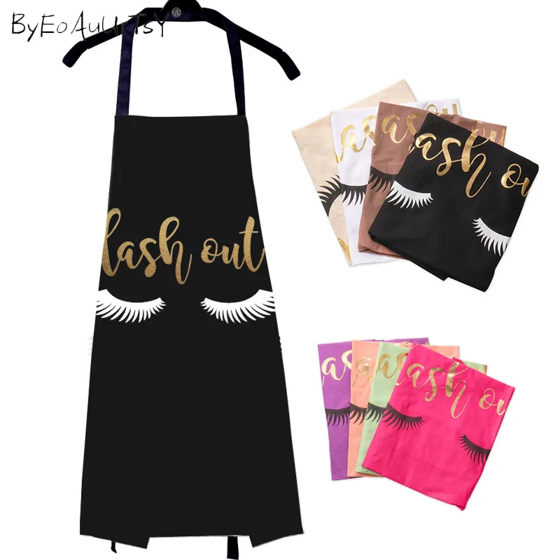 Bronzing Cotton Linen Apron for Grafting Eyelashes Manicure Women/Men Home Cooking Baking Cleaning Aprons Bibs Kitchen Tools