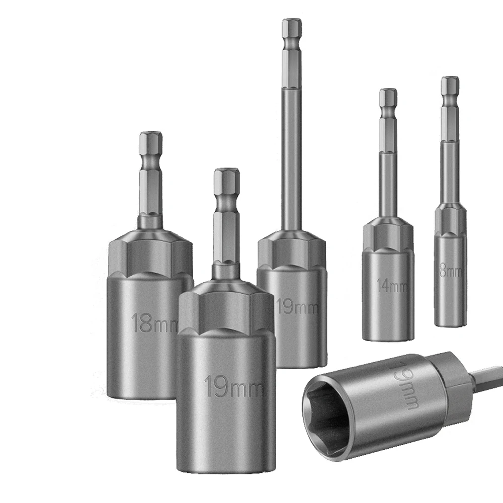 Broca de destornillador de tuerca Extra profunda, longitud de 65mm/80mm, con controlador hexagonal magnético de 1/4 "(6,35mm) para herramienta eléctrica, 1 ud.