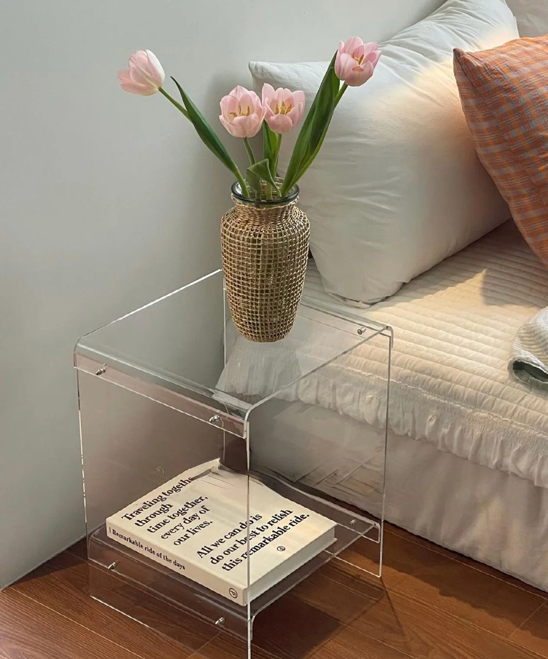 Nordic Acrylic Simple Coffee Table Transparent Double-Layer Storage Bedside Table Creative Photography Side Table