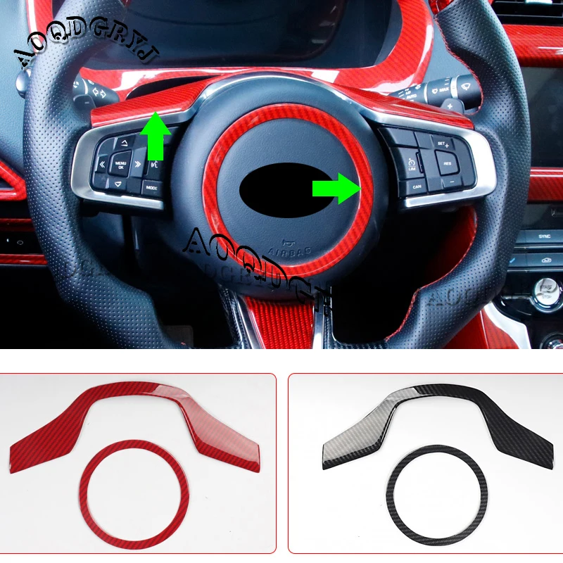 

2pcs Fits For Jaguar F-PACE 2016-2020 ABS Carbon Fiber Look Steering Wheel Moulding Trim Strips