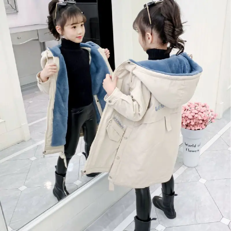 Girls Baby\'s Kids Coat Jacket Outwear 2023 Classic Thicken Warm Winter Autumn Top Cotton Teenager Fleece Children\'s Clothing