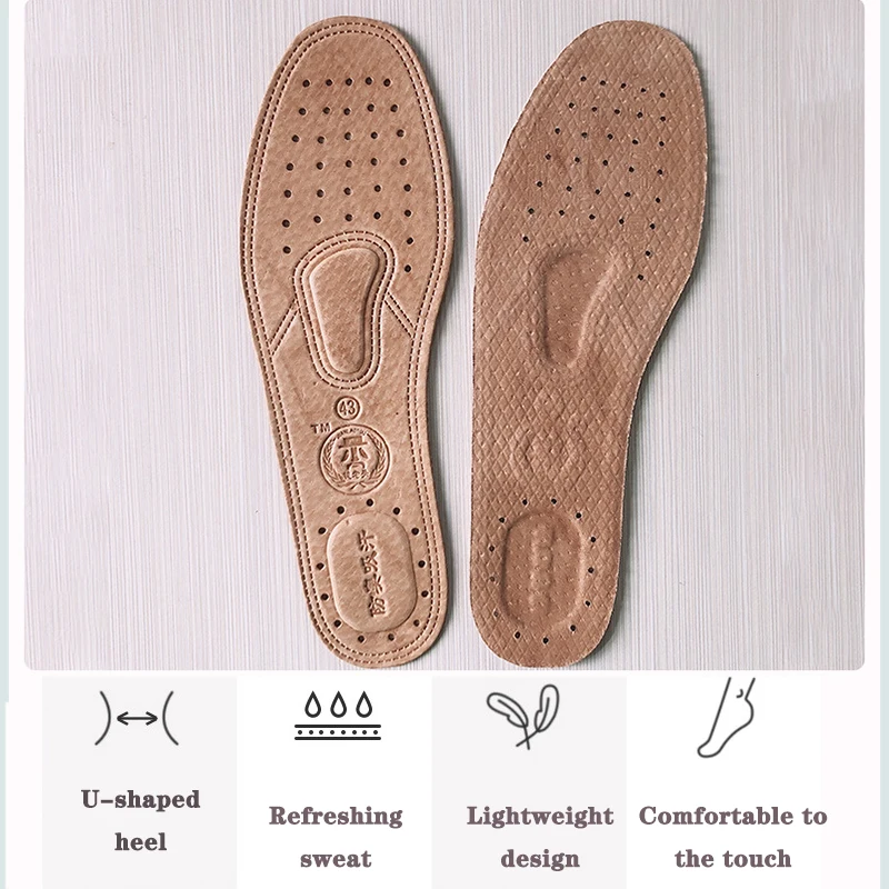 1Pair Breathable Leather Shoe Insoles Replacement Inner Soles Shoe Insole Pads Absorb Sweat Deodorant Flat Feet Shoe Insole Mats