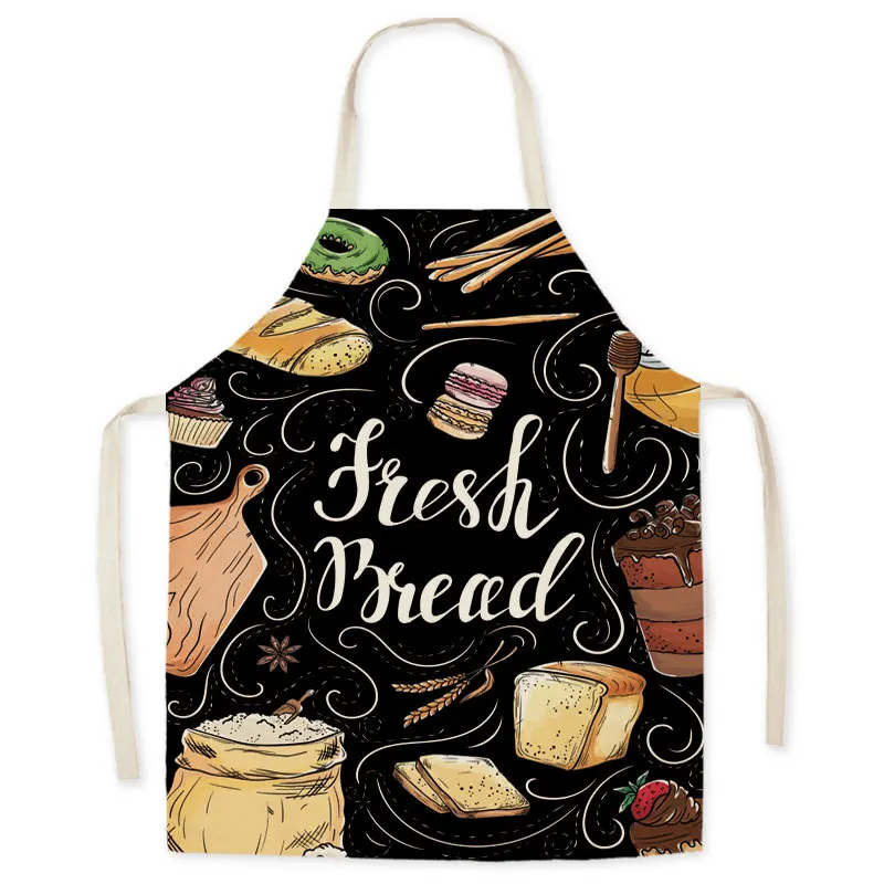 

1Pcs Apron Woman Adult Bibs Cartoon Home Cooking Baking Linen Coffee Shop Cleaning Aprons Kitchen Accessory About 65*75cm