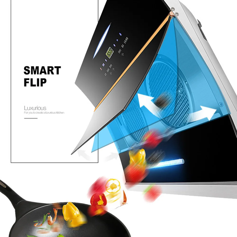 Cappa aspirante laterale cucina pulizia automatica cappa da cucina in acciaio inossidabile a doppio motore ad alta aspirazione