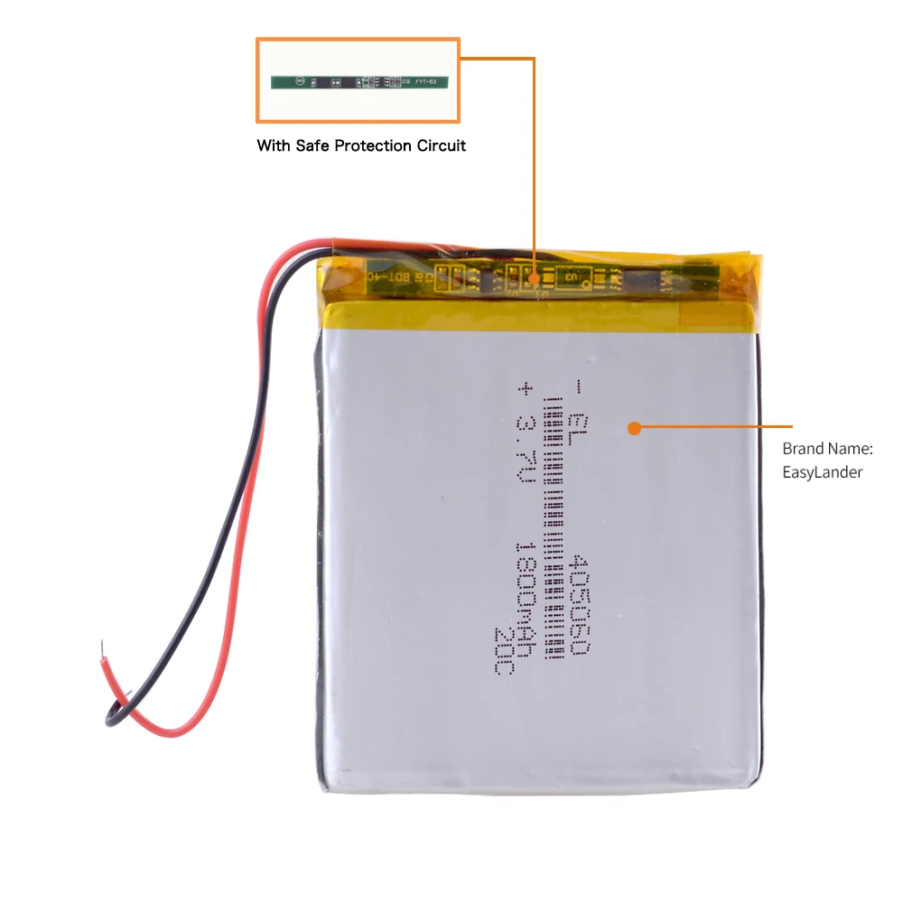 CE+Rohs 3.7V 1800mAh 405060 Rechargeable Lithium Li-ion Lipo Polymer Battery