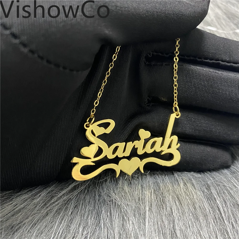 

Stainless Steel Handmade Custom Name Personalized Name Necklaces For Women Jewelry Gold Filled Heart Statement Choker Bijoux