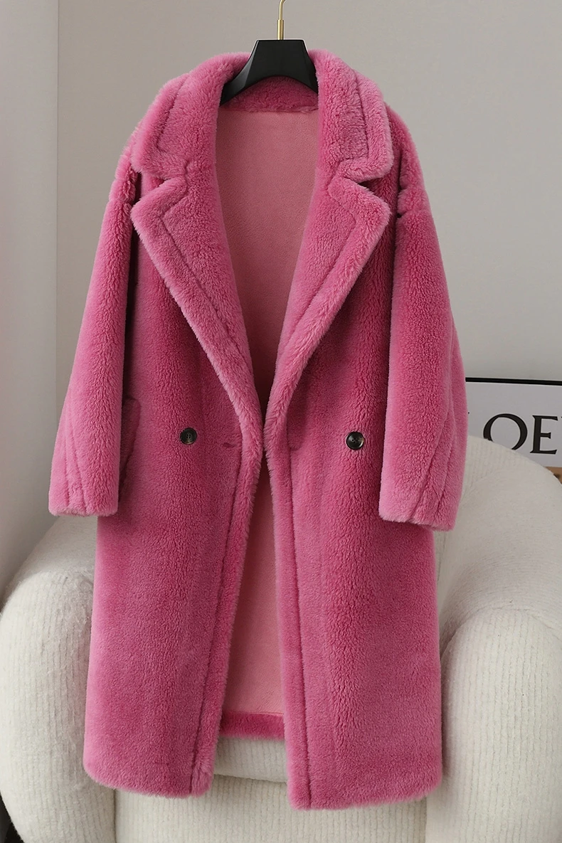 Imagem -05 - Nova para Mulheres 100 Real lã Cabolsa de Peluche Oversize Natural Pele de Cordeiro Cabolsas Longos Feminino Jaquetas Inverno Outerwear Roupas 2023