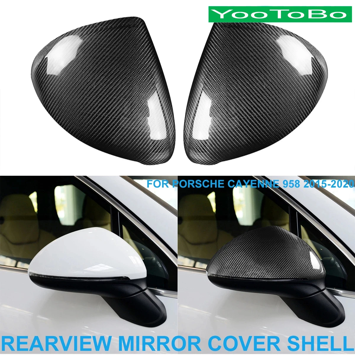 

LHD RHD Car Real Dry Carbon Fiber Rearview Mirror Retrofit Cover Cap Shell Trim Paste Sticker For Porsche Cayenne 958 2015-2020