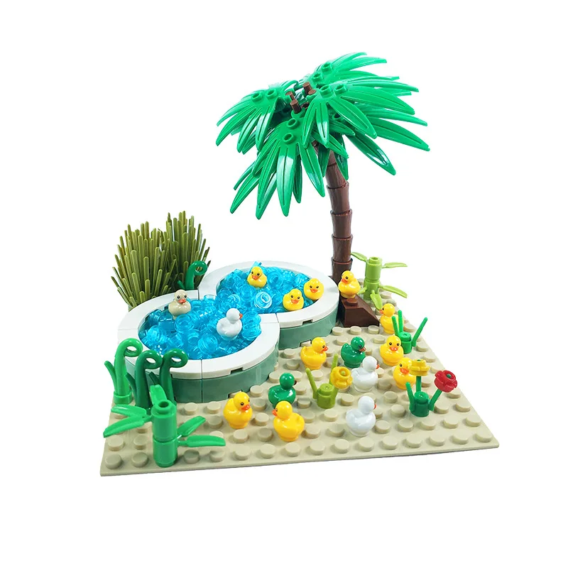 

MOC City Flowers Plants Duck Farm Parts Building Blocks Bricks Accessories Swimming Pool Block Assemble Toys DIY Children Gift