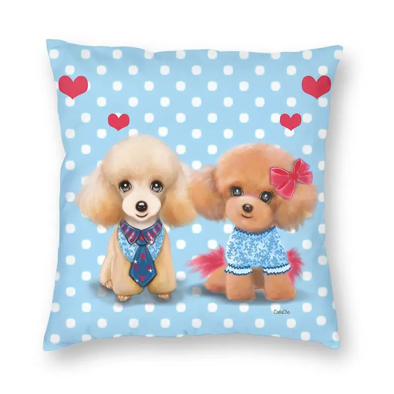 

Sweet Poodles Pups Cushion Cover Double Side Printing Dog Lover Throw Pillow Case for Living Room Custom Pillowcover Home Decor