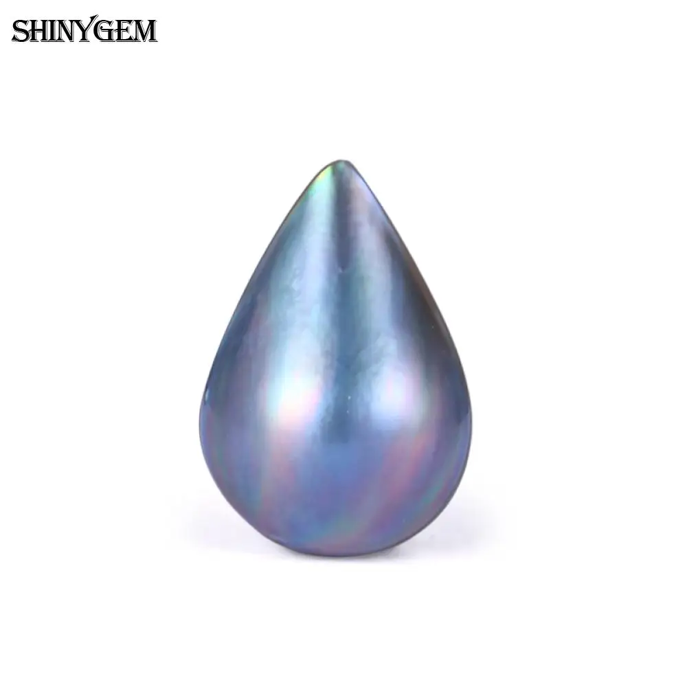 ShinyGem 9*13/12*17mm Water Drop Mabe Cabochon Aurora Blue/Pink/White Natural Glossy Pearl Bead For Jewelry Making