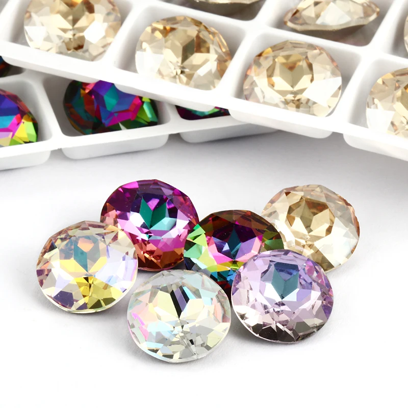 Astrobox Craft Gems Flower K9 Crystal Rhinestone Loose Beads 10Pcs Colorful Strass Pointback Crystal For DIY 3D Nail Art