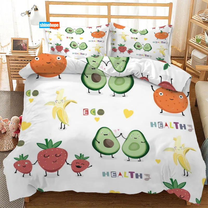 3 Pcs Luxury Duvet Cover Set Fashion Banana Fruit Pattern Bedding Sets Comforter Duvet Cover Pillowcase Home Textiles