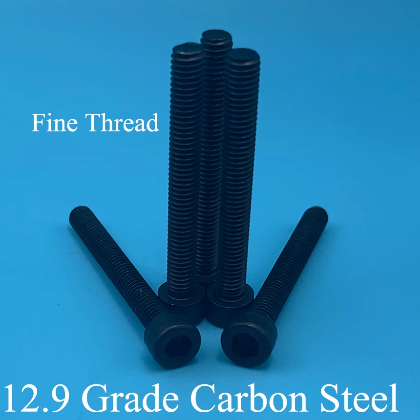 M6*0.75*16/20/25 M6x0.75x16/20/25 0.75mm Pitch Full Fine Thread 12.9 Grade Steel Cap Allen Head Bolt Hex Hexagonal Socket Screw