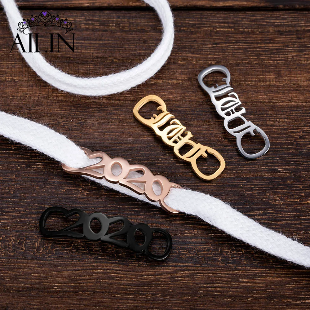 

AILIN Dropshipping Customized Man Women's Sneakers Stainless Steel Shoe Metal Buckle Tag Shoelace Charm Jewelry Accessories Gift