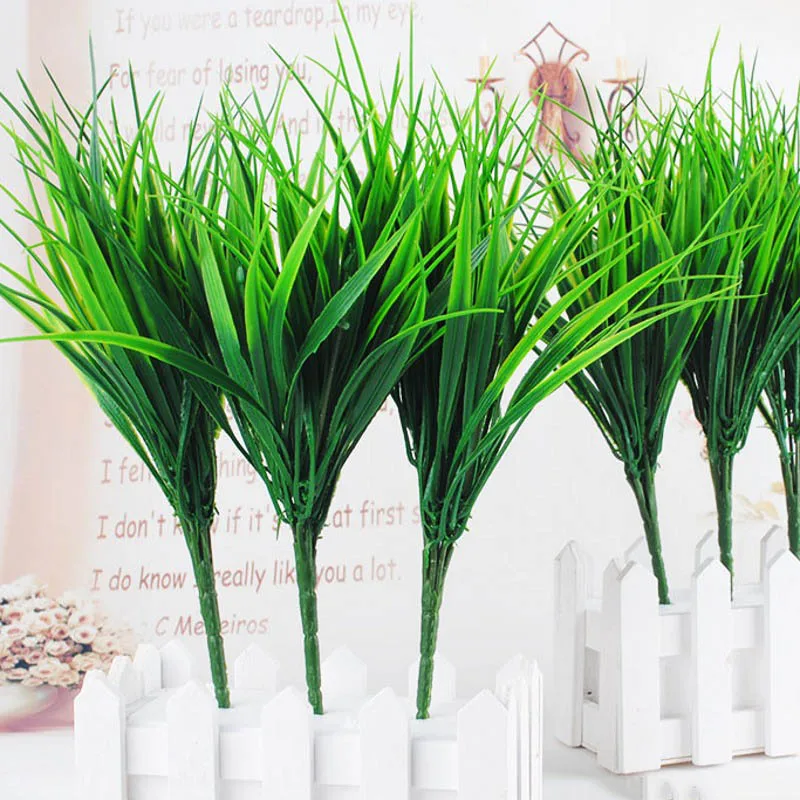 1PC Artificial Plastic 7 Branches Grass Plant Fake Flower Wedding Flower Arrangement Christmas Home Decoration