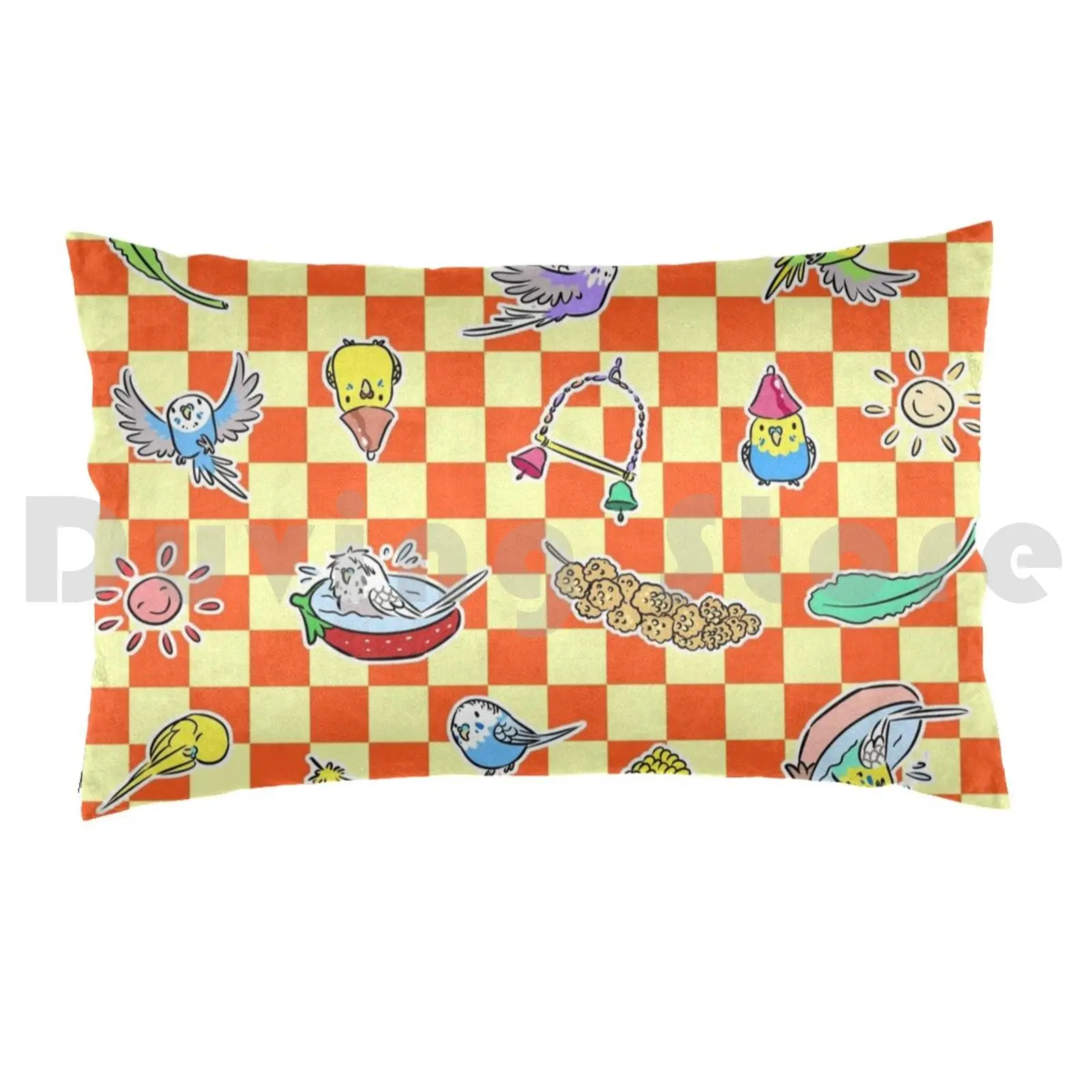 Budgie Parrot PatternPillow case Budgie Parakeet Parrot Pattern Bird Cute Cartoon Dandelion Pet