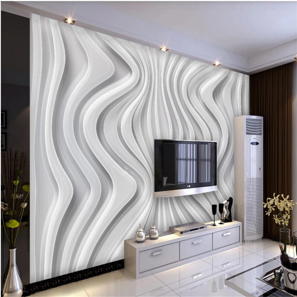 

Modern 3d wallpapers art abstract grey lines three-dimensional curve TV background wall modern wallpaper for living room