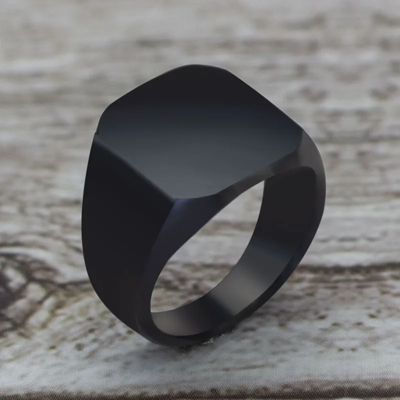 Anel quadrado preto estilo simples, anel de casamento clássico, joia de noivado, moda, 2023