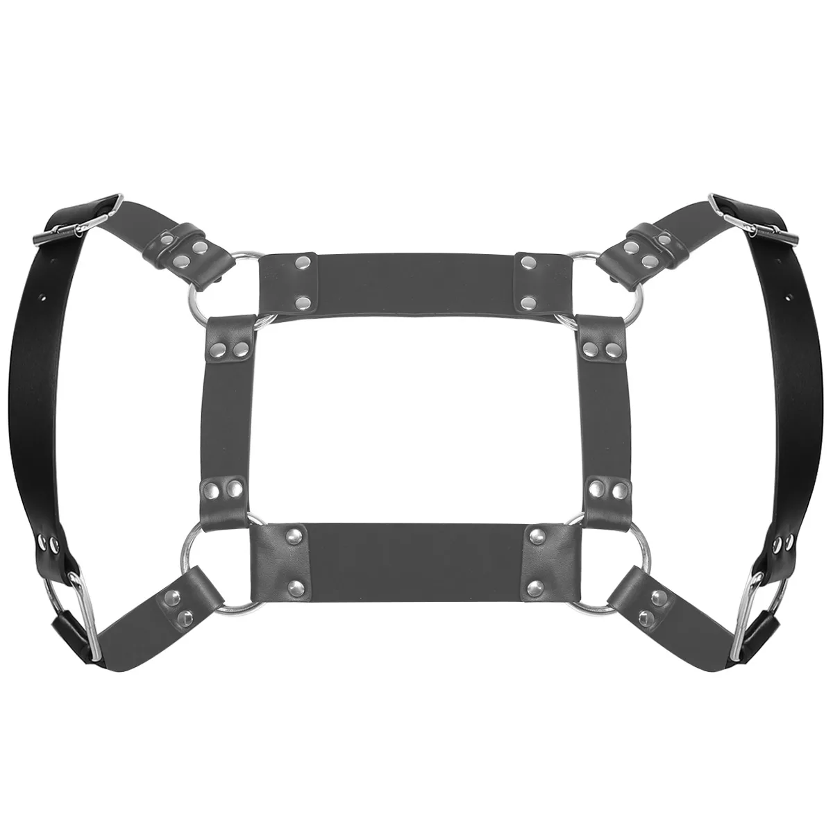 Mens Punk Gothic Body Borst Harnas Riem Pu Leer Verstelbare Dubbele Cross Harness Bandjes Cosplay Club Kostuum Riem Accessoire