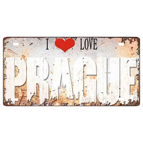Prague Travel City Car Lisence Vintage Poster Souvenir Metal Sign Retro Plaque For Wall Shop Bar Home Decor 30X15CM  DC-0958A - Image 14