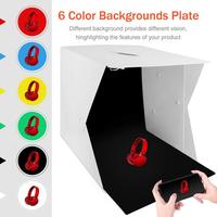 Portable Photo 4 LED Light Softbox Top Hole 40cm Mini Folding Table Photography Studio Box Shooting kit 6 Color Background