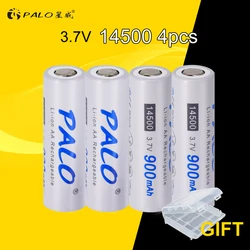 PALO 14500 Battery 3.7V Li-ion AA Battery 14500 Rechargeable Battery Protected With Battery Case 3.7v 14500 Battery