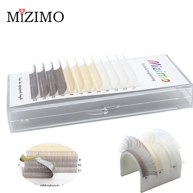 12 Rows of Color Grafted False Eyelashes, 8-15 mm, 0.07/0.10 mm, Three-color Mixing, Natural and Gentle Extension Makeup C/D.