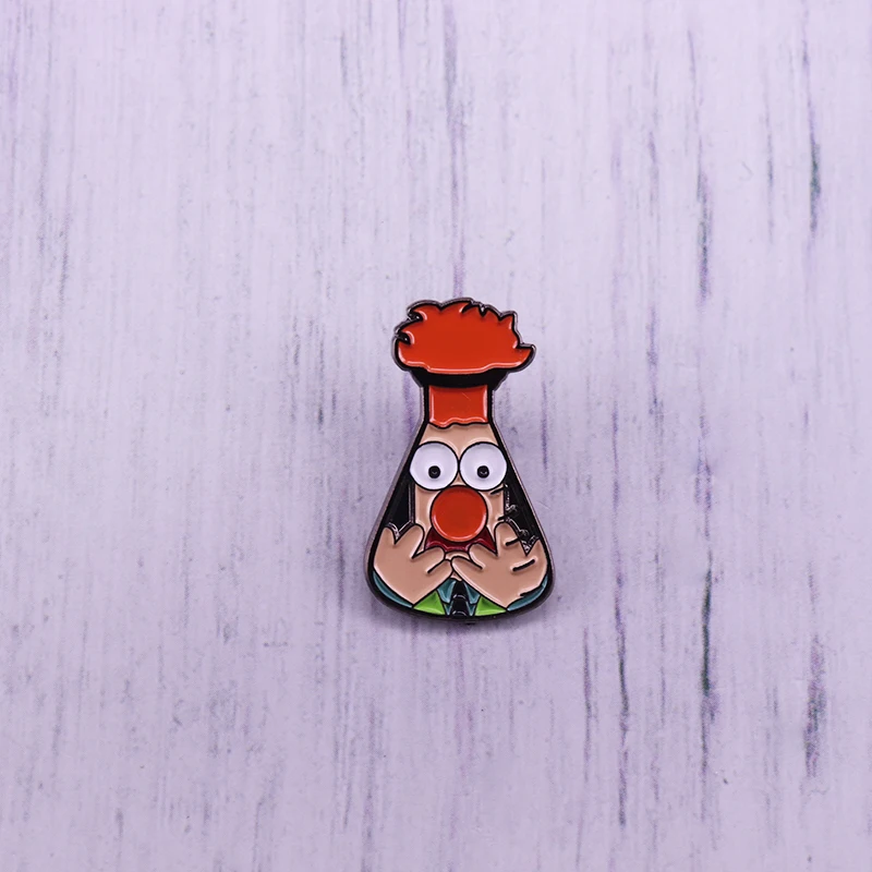 Beaker enamel pin pop culture icons beaker muppet lapel badge hilarious chemical collection