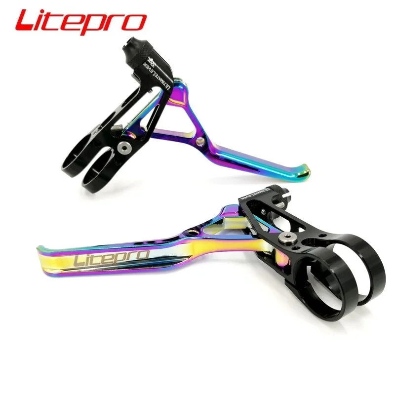 Litepro ultimate Bicycle Brake Lever Titanium Plating Colorful MTB Folding Bike Road Bicycle V Brake C type Caliper Brake Lever