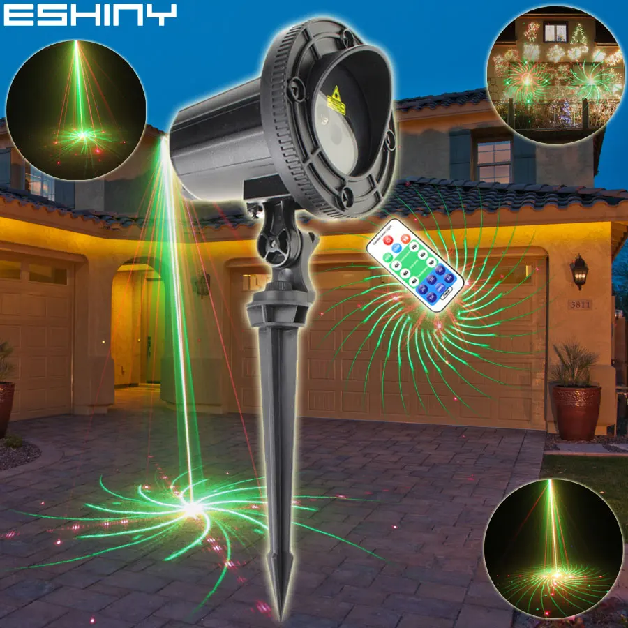 

ESHINY Mini R&G Remote Outdoor WF Xmas Laser projector 48 patterns Landscape Club Party House Tree Garden Outside Light T98D25