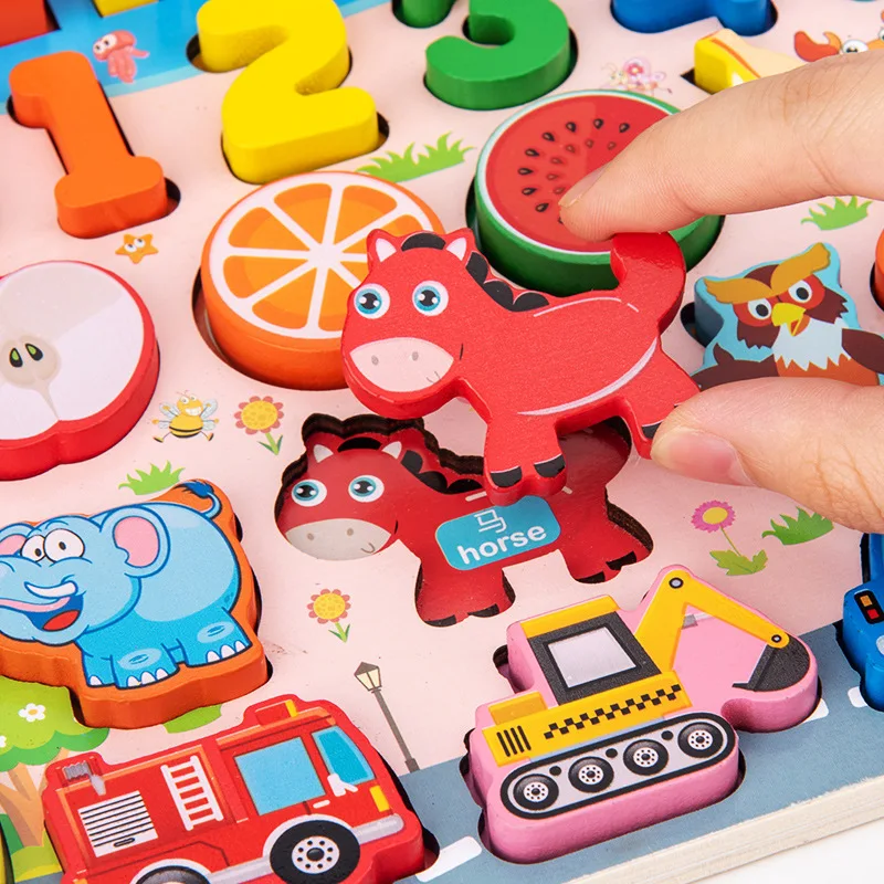 QWZ Kids Montessori Educational Wooden Math Toys Children Busy Board ...