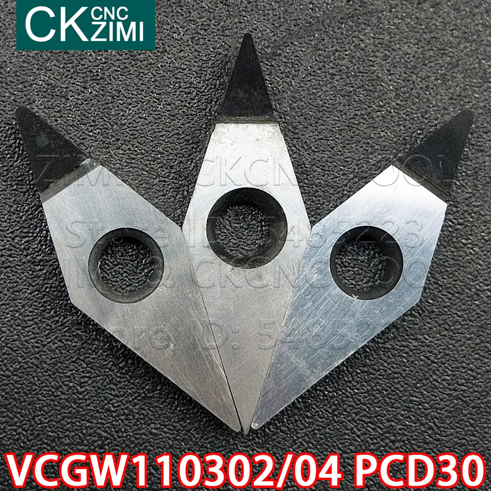 VCGT VCGW110302 PCD30 VCGW110304 PCD30 PCD الماس إدراج CNC الخارجية تحول إدراج حامل مخرطة أداة VCGW ل النحاس الألومنيوم