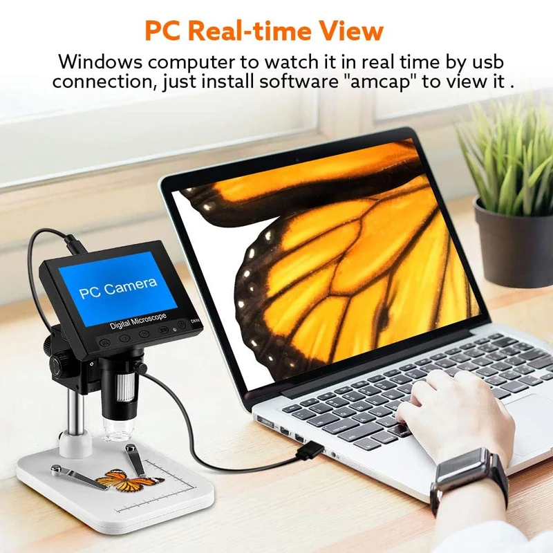 4.3 "شاشة الكريستال السائل USB مجهر الكتروني رقمي المنظار سجل 1000X 2 ميجابكسل مع 8 LED لحام إصلاح الهاتف