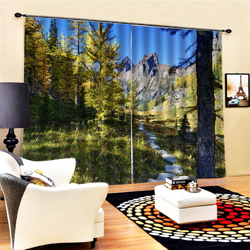 

photo Blackout Window Drapes Luxury 3D Curtains nature scenery landscape curtains Blackout curtain