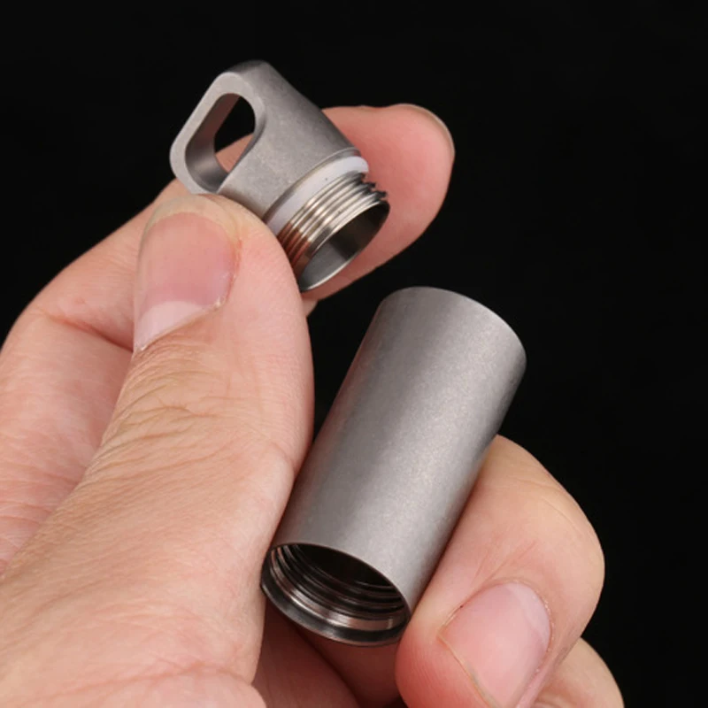 Gray Titanium Alloy Seals Waterproof Bottles Canister Bottle Outdoor Camping EDC Tool Titanium Seal Bottle