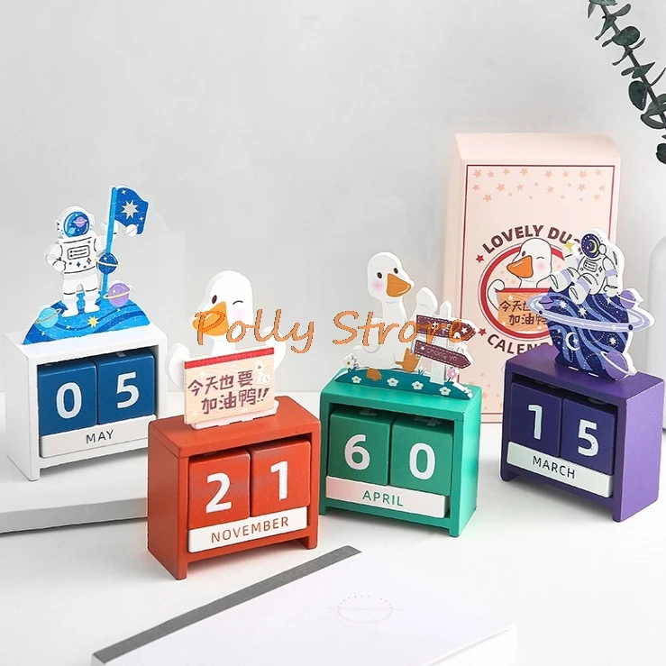 1PC Creative Wooden DIY Calendar Countdown Card Desktop Decoration