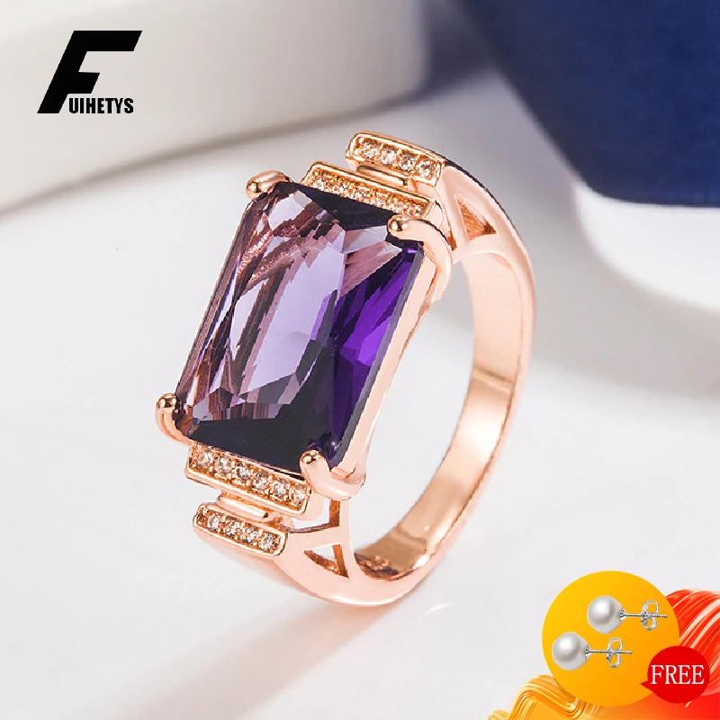 

FUIHETYS Ring 925 Silver Jewelry with Amethyst Zircon Gemstone Finger Rings Accessories for Women Wedding Party Gift Wholesale