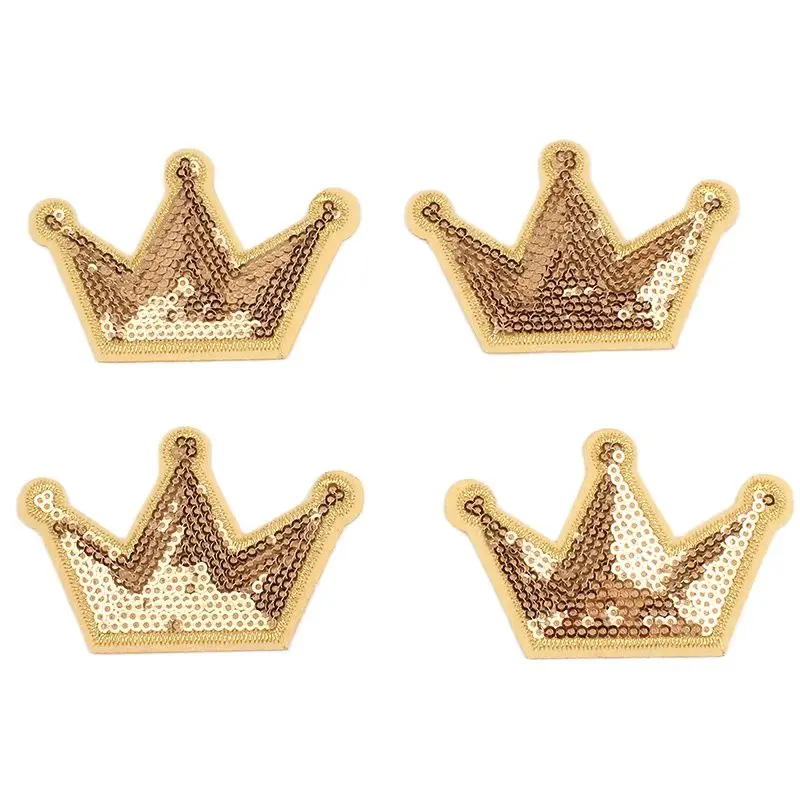 10pcs/lot Sequined Crown Patch Iron On Embroidered Stickers DIY Jeans Backpack Shoes Garments Coats Pants Sewing Appliques