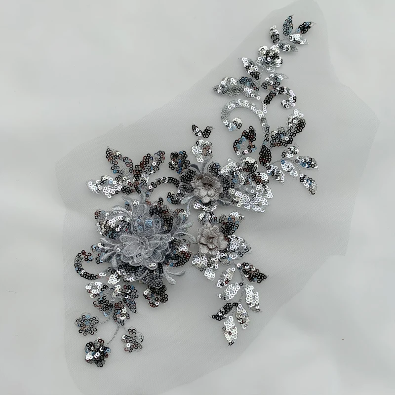 3D-Pailletten-Spitzenblumen-Applikation für Kinder, handgefertigte Materialien, Hochzeit, RS3122, 2 Stück/Lot, 33,5 cm * 16 cm – Detail 8