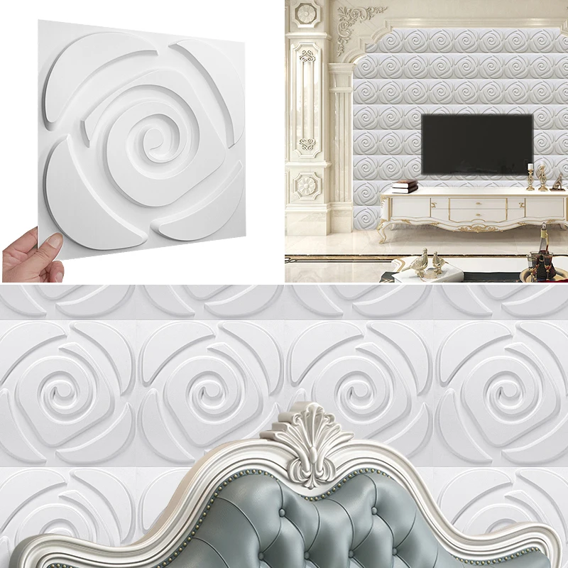 

30x30cm house renovation Decor 3D Wall Panel Non self-adhesive 3d Wall Sticker stone rose tile living room waterproof wallpaper